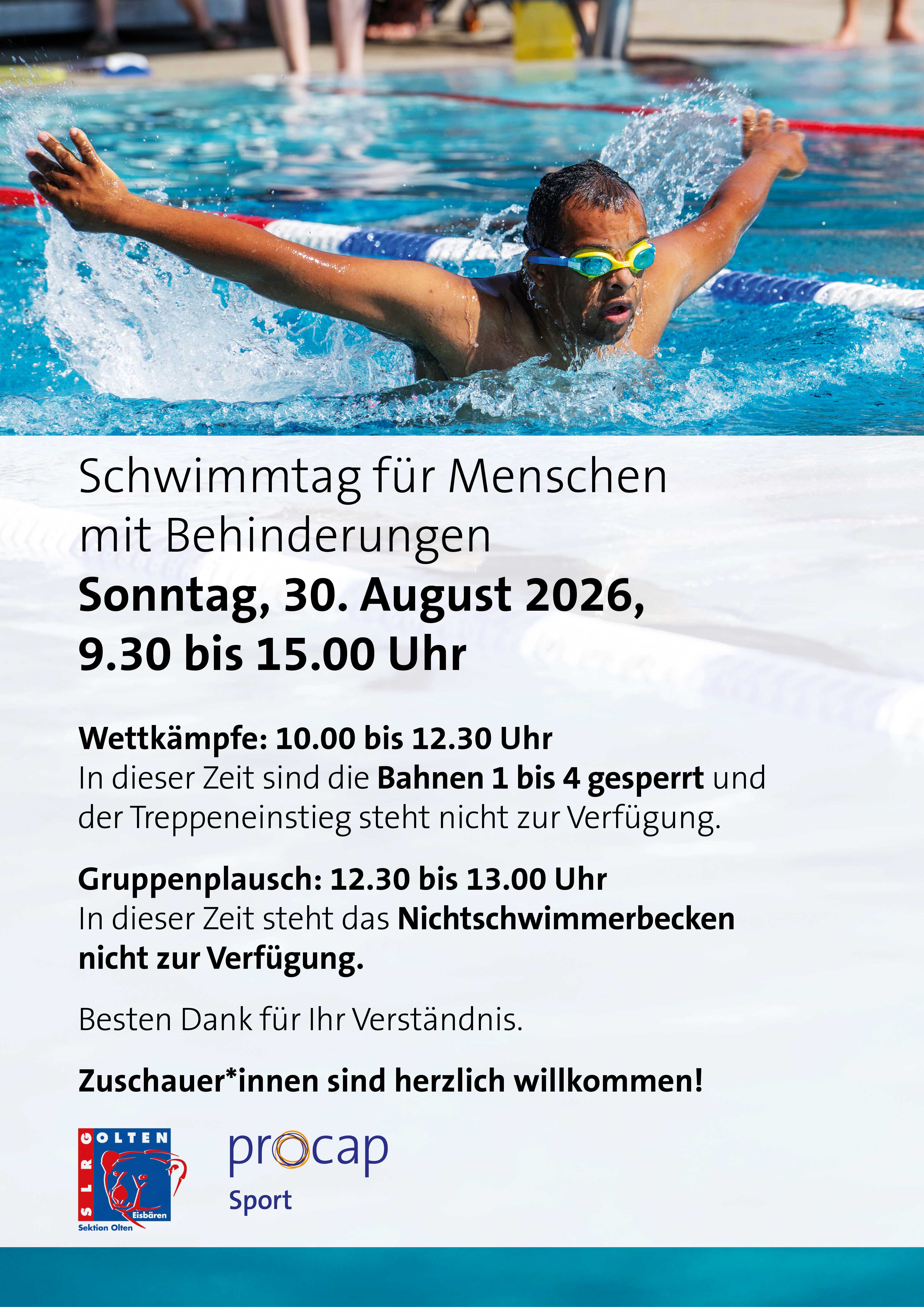 Vorankndigung Procap Schwimmtag Olten 2026 Homepage
